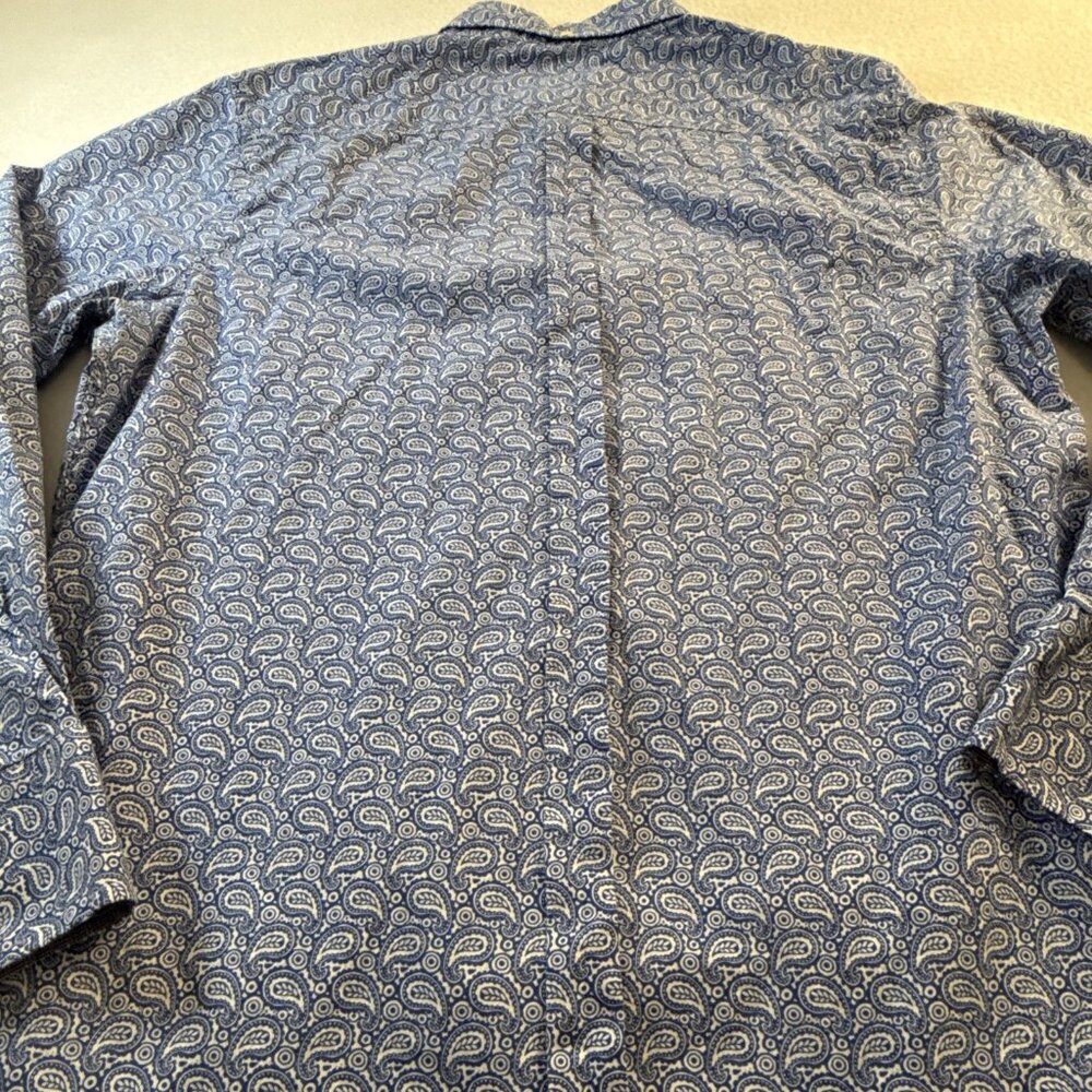Ben Sherman Mens Button Down Shirt XL Paisley Long Sleeve Blue/White 100% cotton - Picture 9 of 10